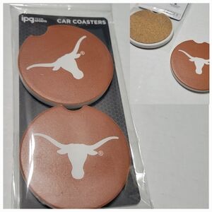 2 piece University of Texas Longhorns  coaster gift set, burnt orange, bevo  NEW